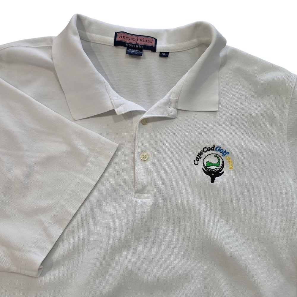 Vineyard Vines Mens XL White Mercerized Cotton Cape Cod Golf Polo Shirt